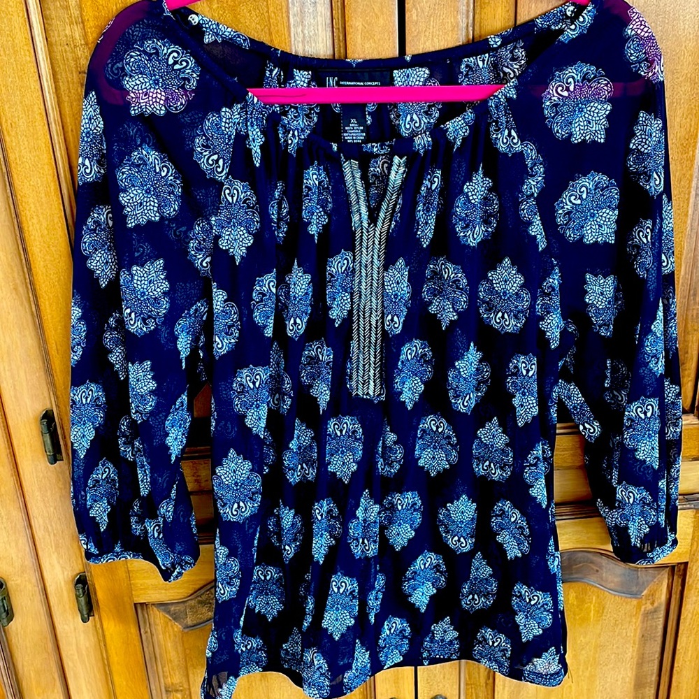 Size XL INC international concepts top.  Sheer with elastic waist and sleeves.